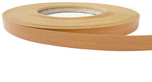 DecoMeister Kantenumleimer mit Schmelzkleber Möbelkantenband Melaminkantenumleimer Umleimer Melamin Bügelkante Dekor für Regalbrett Furnier zum Aufbügeln 21mm x 10m Kantenband Dunkle Buche