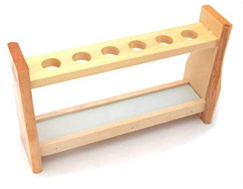 feedal Reagenzglas-Halter aus Holz, 18 mm Loch, Holzhalter, Chemie, Gewürzregal, Reagenzgläser, Labor (10 ml, 6 Fächer)