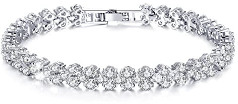 Branets Cristal Pulsera Plata de Circonita Cristal Ajustable Pulsera Tenis Regalo para Mujeres y Niñas