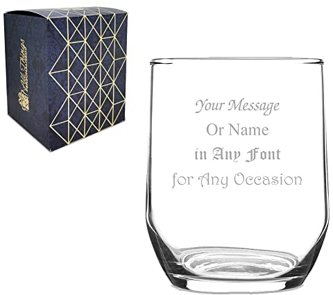 Personalised Engraved Nile Whisky Gin Glass Tumbler with Gift Box, Customise with Your Message