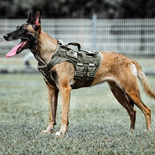 PETAC GEAR Taktisches Hundegeschirr K9 Hundetrainingsweste, verstellbar, gepolstert, Polizeidienst, Hundearbeit, MOLLE-Westen für große, mittelgroße Hunde, Mals GSD Lab… …
