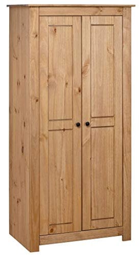 MOONAIRY Kleiderschrank, Schlafzimmerschrank, Kleiderschränke, Garderobenschrank, Ordnungssystem Kleiderschrank, Haushaltsschrank, 80×50×171,5 cm Kiefer Massivholz Panama Serie