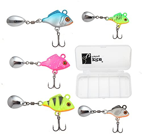 Zite Fishing Jig-Spinner 5er Set 9g/16g/23g - Spin-Jigs Barsch Angeln - Barschköder Zander-Köder Hecht-Köder Bleikopfspinner Spinnerbait Spinner