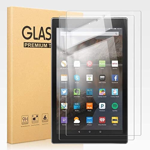 BNBUKLTD (2 Pack) Screen Protector Compatible Kindle Amazon Fire HD 10 (2017-2021, Plus, HD8 2020-2022) Glass Clear 9H Hardness