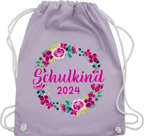 Shirtracer Turnbeutel Rucksack - Schulanfang & Einschulung Geschenk - Schulkind 2025 Blumenkranz - Unisize - Pastell Lila einschulung-schulanfang schulanfänger 2023 beutel