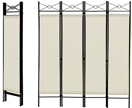 Multigot 4 Panel Room Divider, Folding Protective Screens, Movable Partition Privacy Separator for Living Room Bedroom Office (White)