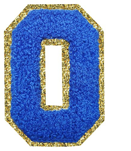 Letter Patches Varsity Glitters Chenille,3 PCS SPRT Iron on Dark Blue Letter Patch,Alphabet Cloth Patch for Team Costume Decoration 3.1in Height O (3 Pieces)