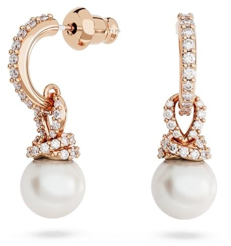 Swarovski Originally Ohrhänger, Weiße und Rosé Vergoldete Perlenohrringe mit Strahlenden Swarovski Kristallen