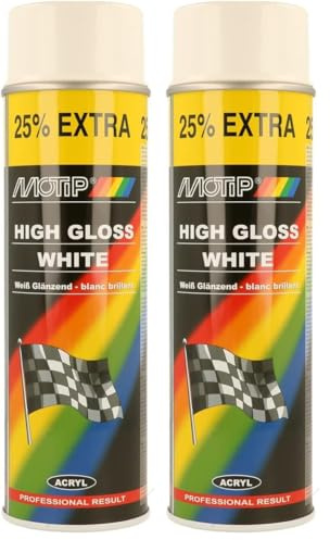 Motip M04001 Aerosol Peinture en spray blanc brillant 500 ml (Lot de 2)
