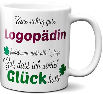 TassenKing Tasse Eine richtig gute Logopädin - Danke sagen auf eine besondere Art. Tasse mit Spruch Kaffee Becher Geschenk Firma Job Arbeit Beste