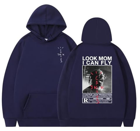 EVERLUCK Travis Hiphop Sweat à capuche pour homme avec inscription « Mom I Can Fly Scott » pour fans de rap, 03 Hiphop Jack, S