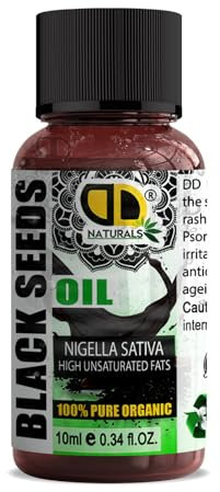 Black Seed Oil Nigella sativa Organic Cold Pressed, High Strength Thymoquinone Cold & Freshly Pressed 100% Pure Virgin 10ML