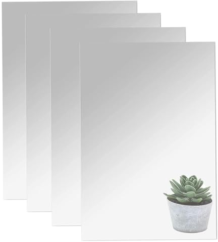 4 Piezas Espejos Autoadhesivos HD Sin Vidrio 30 x 20 cm, Espejos acrílicos para la, Hojas de Espejo Flexibles, Pegatinas de Espejo para Pared, hogar, Sala de Estar, baño, Dormitorio, decoración