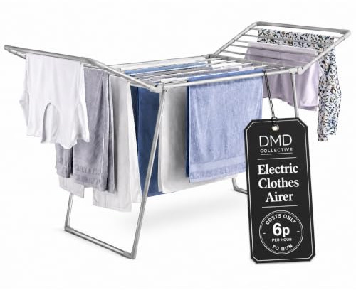 DMD Collective - Heated Clothes Airer, Electric Clothes Dryer Indoor | 20 Heated Bars, 15kg Capacity, Foldable Wings, Large Capacity, Energy-Efficient, Low Wattage 230W