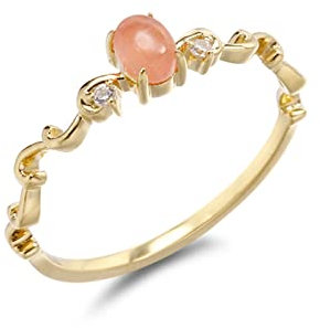 Beydodo Damen Ringe Gold 750 Echtgold, Verlobungsring Filigran mit Oval Rhodonit Hochzeitsringe Eheringe Nickelfrei Größe 58