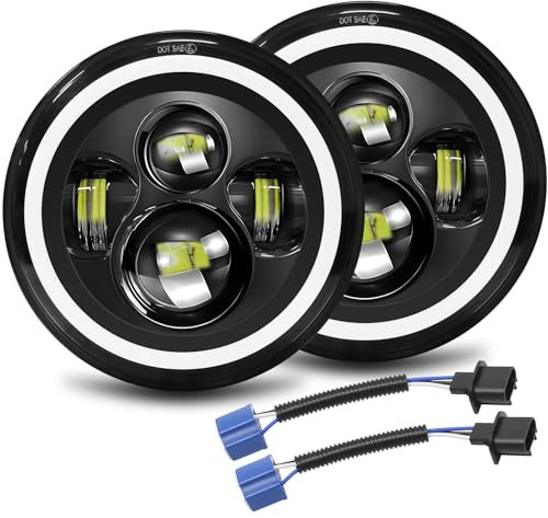 Willpower Paar 7 Zoll Motorrad LED Scheinwerfer Runden 50W 5000LM, 4 Modi Beleuchtung DRL HI LO Strahler Fahrscheinwerfer Feuer Kreuz Offroad für Auto Wrangler JK TJ LJ CJ Hum JP, IP67