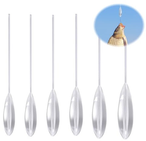 Diyxisk 6 Pièces Acrylique Flotteur Peche, Flotteur Peche au Coup 8g、10g、12g、15g、20g、25g, Auxiliaire Accessoire Peche, Convient aux Amateurs de Pêche, Hommes et Femmes (Transparent)