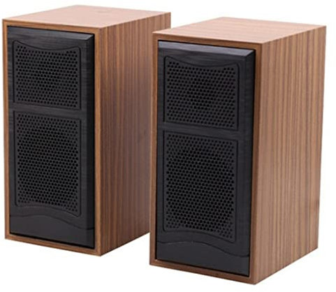 ZHCHAO Wooden Computer Speakers Natural Wood Enclosure Desktop Speaker Powered Laptop Speaker Wood Multimedia Loudspeakers(Rosso)