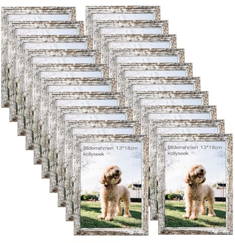 kollyseek set de 20 cadres photo 13 x 18 cm en MDF, cadre photo blanc cadre portrait en verre plexi, salon pour poser et suspendre - support mural ou de table
