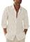 Friptspyg Linen Shirts Mens Long Sleeve Button Down Beach Causal Shirts for Men Adult UK with Pocket, Beige M