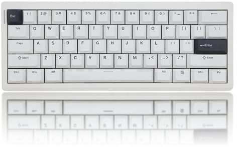 Cmokifuly GMK61 60% Mechanical Keyboard,Tri-Mode PBT Keycaps Linear Switches 61 Keys,South-Facing RGB Gasket Mounted Plate Gaming Keyboard for Win/MAC (White, Brown Switch)