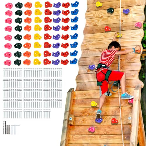 VEVOR 72 Klettergriffe, Kletterfelsen in verschiedenen Größen und Farben für Kinder und Erwachsene, Kletterwandgriffe mit Montagezubehör, Kletterwandgriffe für Spielplätze im Innen- und Außenbereich