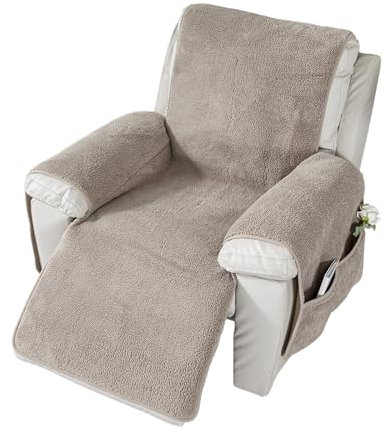 EBETA Liegesesselbezug Sesselbezug Sofa Armlehnenbezüge, Sherpa Husse für Relaxsessel Sesselschoner Sesselauflage, Schutzbezug Anti-Rutsch, Relaxsessel Bezüg (Sand, 76x231 cm)