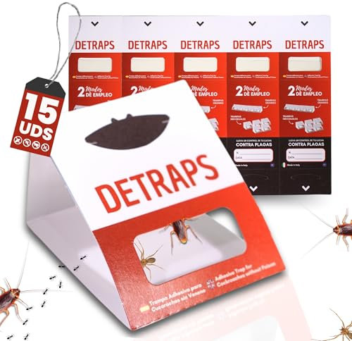 Trampas Adhesivas para Cucarachas Extra-Fuertes, Profesional con Atrayente Alimentario – Sin Veneno ni Biocidas, Apto para Mascotas, Fabricadas en Europa, Ideal para Casa (15 Unidades)