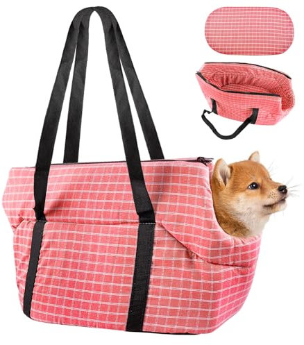 Hundetragetasche bis 10kg - Hundetasche für Kleine Hunde Katzentransporttasche Tragetasche Hund Outdoor Transporttasche Katze Hund Tragbare Katzentasche(43 * 24 * 30cm (Rosa)