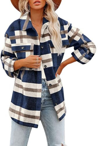 Chemise Femme Carreaux Chic et élégant Bouton Down Veste Carreaux Femme Chaude Hiver Chemises à Carreaux en Flanelle pour Femme Manches Longues Chemise à Carreaux
