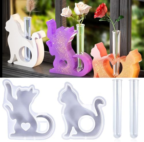 Lot de 4 Moules en Silicone 3D pour Chat - Résine Époxy, Bougies - Pour Faire Soi-Même