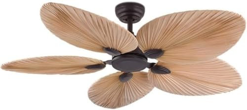 52 Inch Ceiling Fan with Remote Control,Palm Fan with 5 Leaf Blades,Retro Ceiling Fan with Lampless Decorative