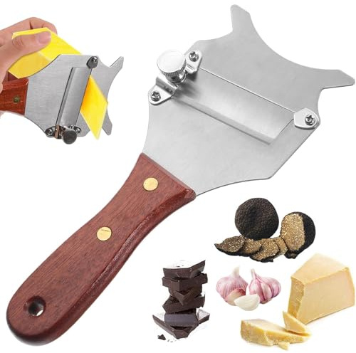 1 Stück Flach Trüffelhobel 19,5 cm * 8 cm Professioneller Edelstahl Trüffel Käsehobel Cheese Slicer mit Einstellbarer Dicke Geeignet zum Schneiden von Trüffeln Käse Schokolade Butter