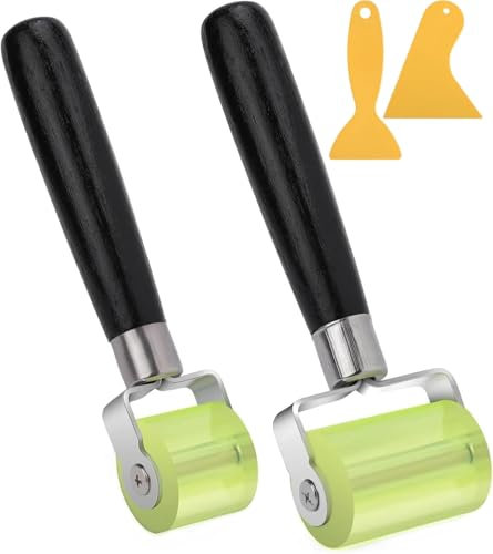 Zhenghebuy Rouleau de Pression à Main,2 Pièces Outil de Réparation pour Rouleau Insonorisant avec 2 Racleurs Rouleau de Pression de Couture pour Les Bords,Le Soudage(30/50mm)