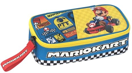 Mario Kart Federmäppchen für die Schule, offizielles Mario Kart, ovales Federmäppchen für Kinder, ideal für die Aufbewahrung von Schreibwaren, mit Trennwand innen mit elastischen Schlaufen und