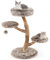 GYMAX 90cm Massivholz-Kratzbaum, Stabiler Katzenbaum mit Plüschsitzfläche, Kratzpfosten & Plüschball, Katzenkratzbaum mit Kippschutz-Kitm, Katzenmöbel Katzen, Braun