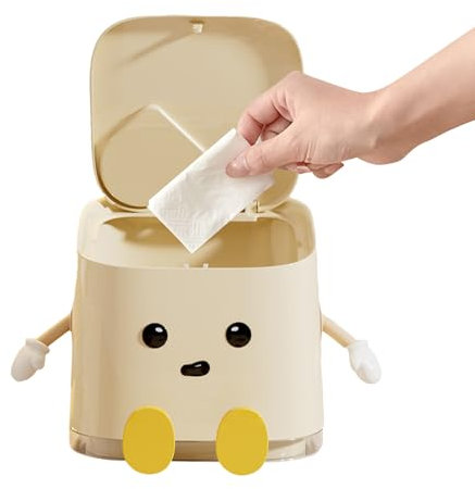 Candonnée De Déchets De Bureau - Petit Bac À Déchets Pour Le Bureau, Mini Conteneur Poubelle Avec Couverture | Coubelle À Ordures De Table, Organisateur Mignon Pour La Vanité De La Salle De Bain Utili