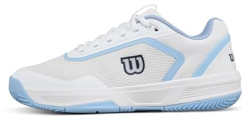 Wilson Courtglide Women's Tennis Shoes, Breezy Comfort, Reliable Grip, Shock Absorption, Fluid Motion, Colour: White/Airy Blue/Navy Blazer, Size: 6