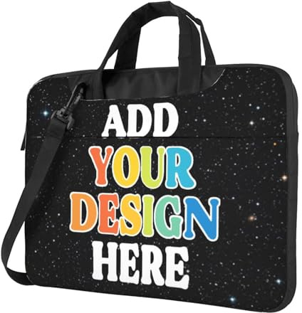 Personalised Zipper Laptop Bag with Photo Name, Custom Laptop Sleeve Bag Add Your Text Logo Image Business Briefcase Protective Case Shockproof Laptop Carrying Cover (Style 1-13 inch, Black)