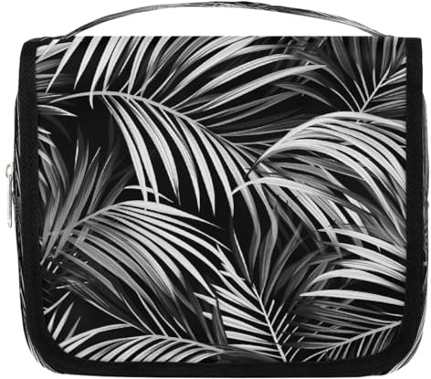 Trousse de toilette de voyage vintage en feuilles de palmier avec crochet de suspension, étanche, organiseur de maquillage portable pour homme et femme, accessoires essentiels de voyage