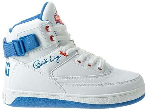 Ewing 33 Orion Strap Basketballschuh für Herren, Weiß/Königsblau/Orange, 43 EU