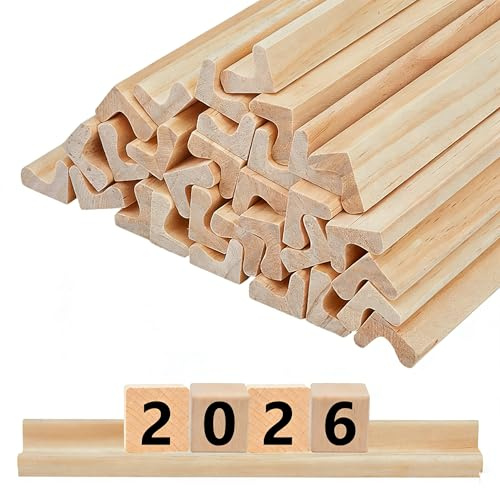 DELORIGIN 32 Pack Holzgestelle Kachelhalter Holztabletts Ersatz Wortspiel Rack Halter für Buchstabenkacheln Alphabet Fliesen Mahjong Brettspiele DIY Bastel Kunst Handwerk Wortschreibspiele Zuhause