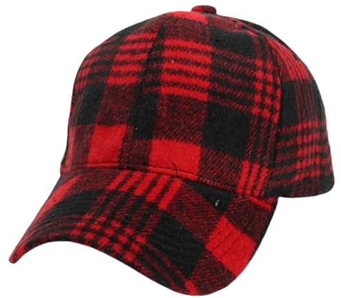 Wambere 1 Stück Winter Baseballkappen Warm Unisex Verstellbar Schirmmütze Outdoor Sport Cap Sonnenmütze Karierte Baseballkappe Hardtop-Mütze Herbst Sonnenschutz Atmungsaktiv Sonnenhut,Rot