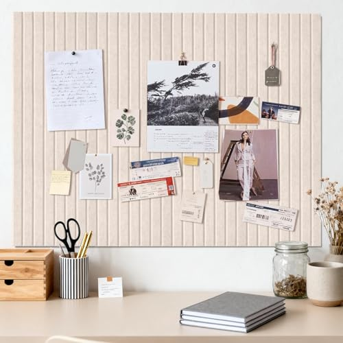 Grand tableau d'affichage en feutre beige autocollant, 90 x 120 cm, en liège, 0,9 cm d'épaisseur, tableau de vision, panneau photo, panneau en liège, tableau mémo, tableau d'affichage moderne, pour