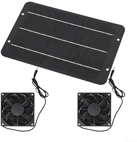 7 W Solarmodul-Abluftventilator-Set mit zwei Ventilatoren für Zuhause, Gewächshaus, Wohnmobil und Haustierbereich, Belüftung, wasserdicht, IP65 ABS-Konstruktion, einfache solarbetriebene Einrichtung