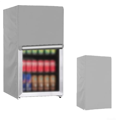 Jotekonoby 210D Oxford-Tuch Kühlschrankabdeckung für den Außenbereich, aufrechter Kühlschrank, wasserdicht, staubdicht, mit Reißverschluss und Belüftung, grau (56 x 59 x 87 cm)