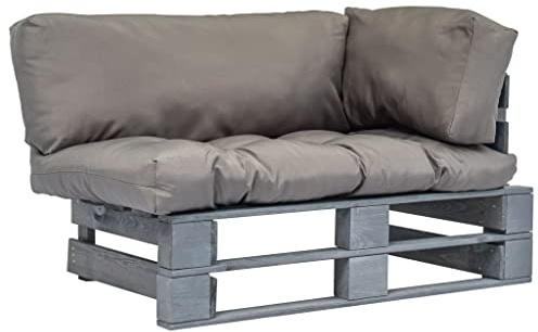 CongVVFV Outdoor-Sofa Paletten mit Kissen in Grau Kiefernholz, 4 Kissen, Gartenmöbel aus kesseldruckimprägniertem Holz, wetterfestes Loungesofa für Terrasse, rustikale Palettenmöbel,