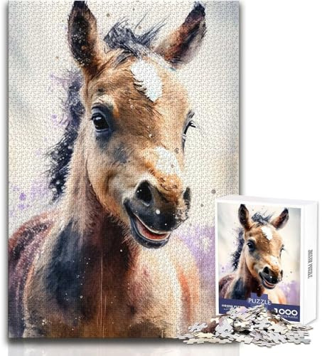 Pferde-Wasserskizze–1000-teiliges Puzzle für Erwachsene–Lernspiel und Spaß Anlass–Größe: 38x52cm