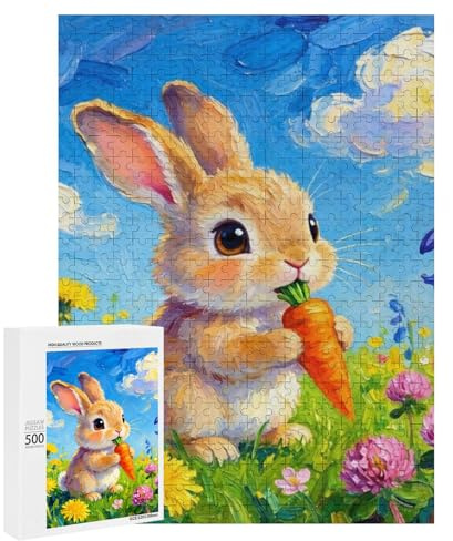 500 Teile Öl Gemälde Stil Blumenstrauß Puzzle - Frühlingsdekoration Theme Puzzle Spielzeug, Kinder Erwachsene Puzzle Geschenk (Hase 02 (500pcs - 38x52cm))