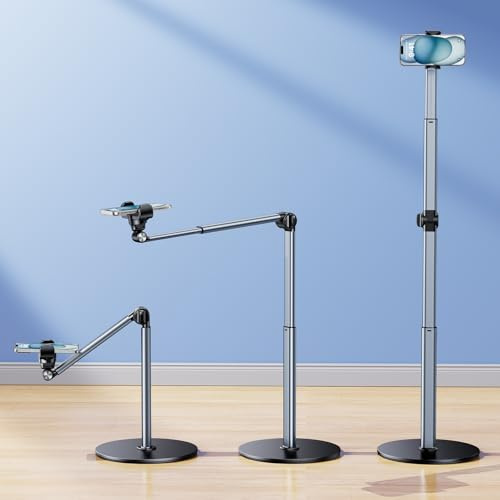 NIFBANG Overhead Handy Stativ für iPhone,360° Verstellbare Aluminium Halterung zum Filmen,Phone Tripod für Kochen,Backen,Basteln,Zeichnen Handyhalterung,für Samsung Smartphone Handystativhalter